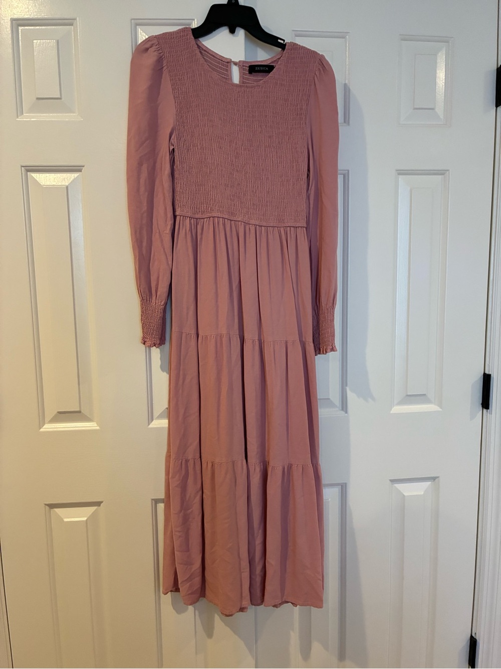 Zesica Long Sleeve Pink Tiered Maxi Dress size medium